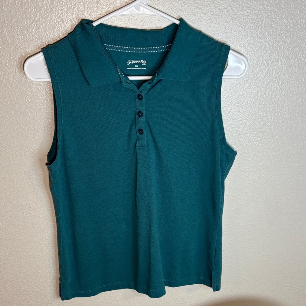 St. John's Bay Sleeveless Dark Teal Polo Top -98sku